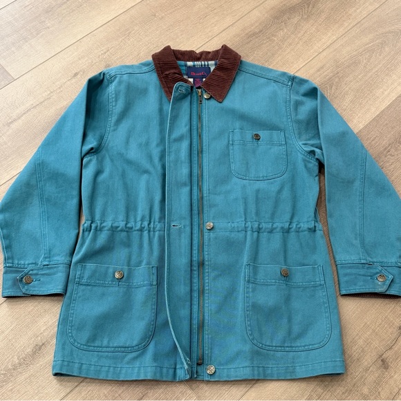 Vintage Denim Co Jacket Chore Barn Coat Adult S Flannel Lined Corduroy 90s Green - Picture 14 of 14